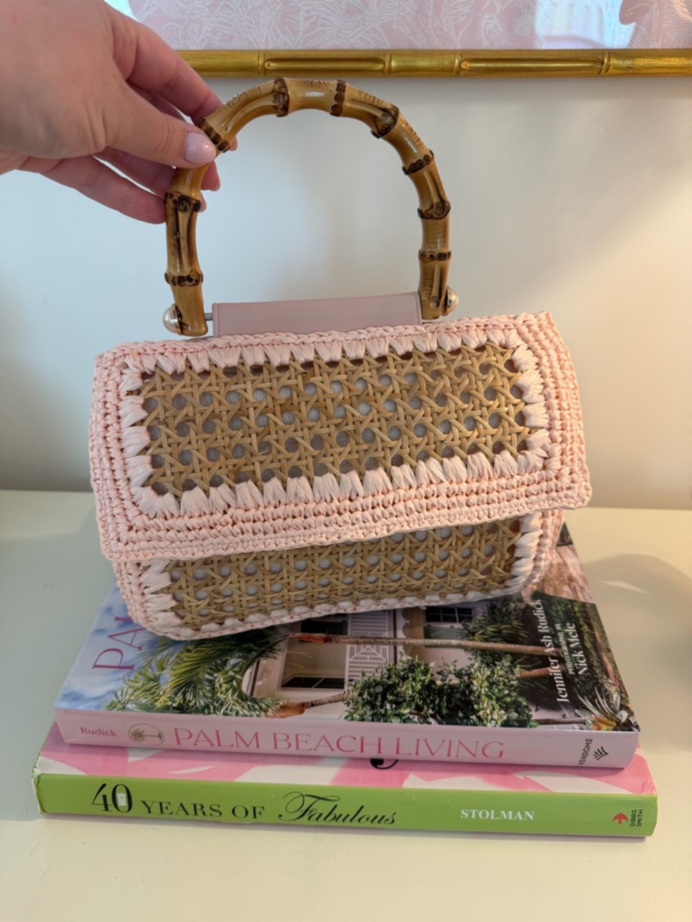 BTB Elodie Rattan handbag with bamboo handle - Picture 2 of 10